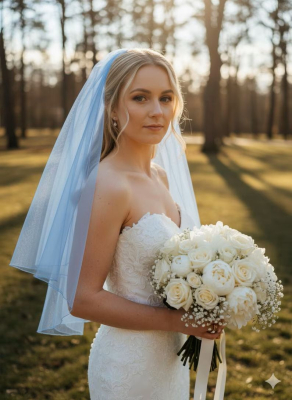 Delikatus dviejų lygių pieštuko krašto vestuvinis vualis